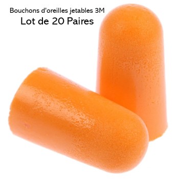 Bouchons d'oreilles jetables Orange (Lot de 20 paires)